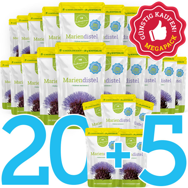 Die zerstoßene Mariendistel MEGAPACK: Entgiftungskur „20+5“ für vier